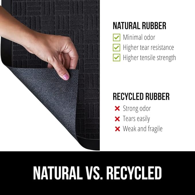 GORILLA GRIP 100% Waterproof All-Season WeatherMAX Doormat US Designed Natural Rubber, Stain and Fade Resistant, Low Profile Indoor Outdoor Door Mats, Easy Clean Patio Mat, 29x17, Black Maze