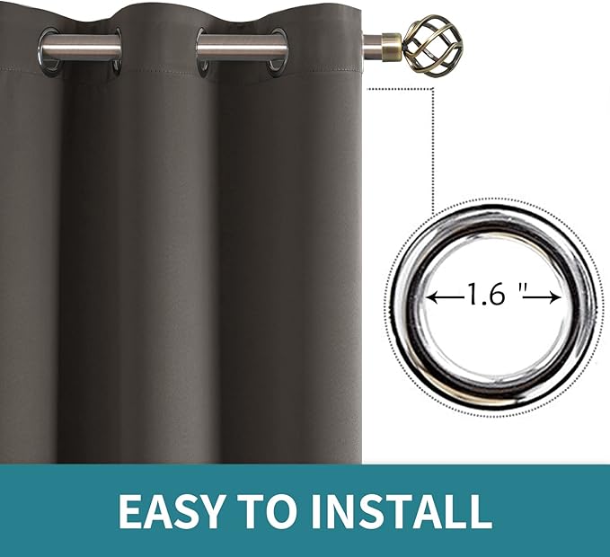 BGment Blackout Curtains for Bedroom - Grommet Thermal Insulated Room Darkening Curtains for Living Room, Set of 2 Panels, Each 46 x 84 Inch, Grey