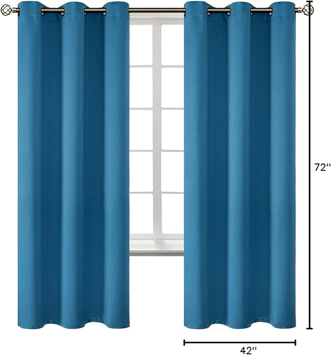 BGment Blackout Curtains - Grommet Thermal Insulated Room Darkening Bedroom and Living Room Curtains, Set of 2 Panels (42 x 72 Inch, Steel Blue)