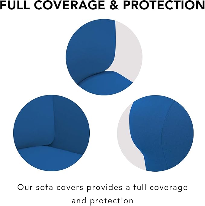 PureFit Super Stretch Sofa Slipcover – Spandex Non Slip Soft Couch Sofa Cover, Washable Furniture Protector with Non Skid Foam and Elastic Bottom for Kids, Pets （Sofa, Classic Blue）