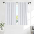 Pony Dance Room Darkening Curtains - Bedroom Window Treatment Panels Back Tab/Rod Pocket Short Blackout Curtains Light Filtering Elegant Home Decoration, 42 by 40 Inches, Pure White, 1 Pair