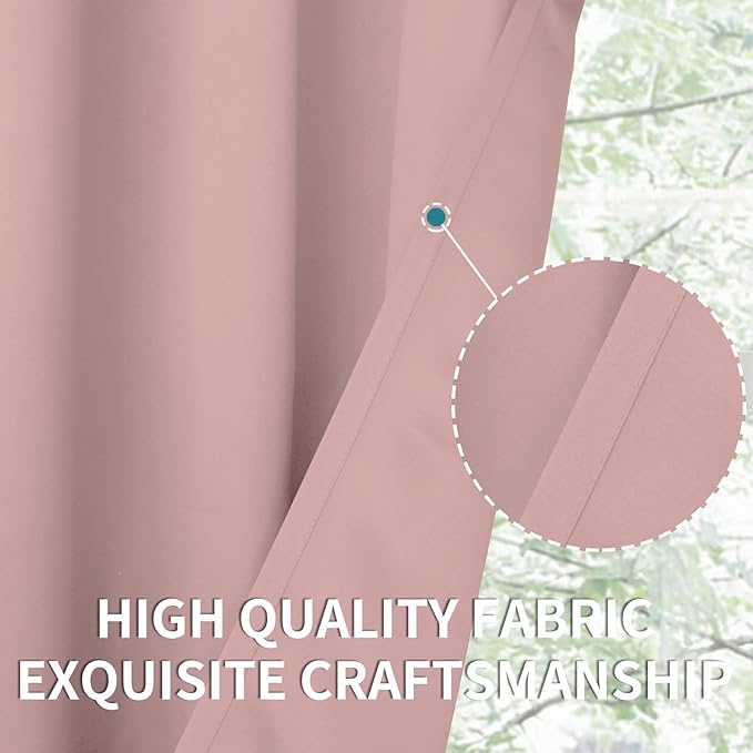 BGment Room Darkening Curtains 72 Inches Long - Grommet Thermal Insulated Drapes Window Treatment Curtains for Bedroom, 2 Panels, 52 x 72 Inch, Baby Pink