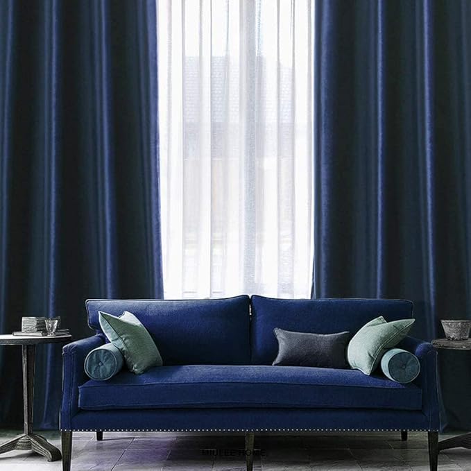 MIULEE 2 Panels Blackout Velvet Curtains Solid Soft Grommet Royal Blue Curtain Thermal Insulated Soundproof Room Darkening Black Out Curtains/Drapes/Panels for Living Room Bedroom 52 x 108 Inch