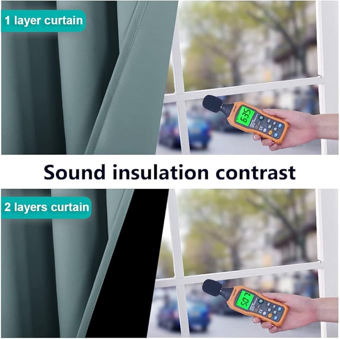 NICETOWN 100% Blackout Curtains 54 inches Long, Double-Deck Completely Blackout Window Treatment Thermal Insulated Lined Drapes for Small Window (Greyish Blue, 1 Pair, 46 inches Width Each Panel)