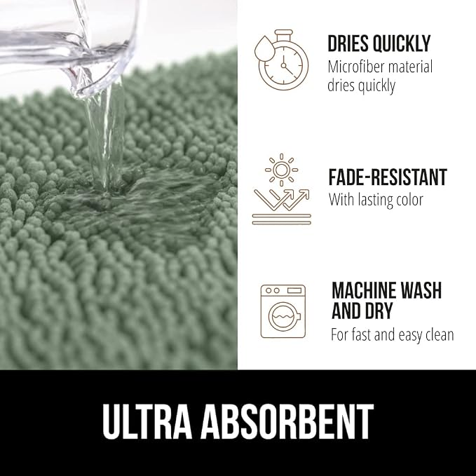 GORILLA GRIP Bath Rug Mat 48x24, Soft Absorbent Chenille, Quick Dry Microfiber - Image 4