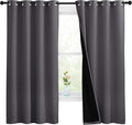 NICETOWN 100% Blackout Curtains with Black Liners, Thermal Insulated Full Blackout 2-Layer Lined Drapes, Energy Efficiency Window Draperies for Bedroom (Grey, 2 Panels, 55-inch W by 68-inch L)