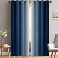 Yakamok 96 Inch Length Light Blocking Thermal Insulated Grommet Window Drapes, Room Darkening Gradient Color Ombre Curtains for Bedroom(Blue and Greyish White, 52x96 Inch, Set of 2)