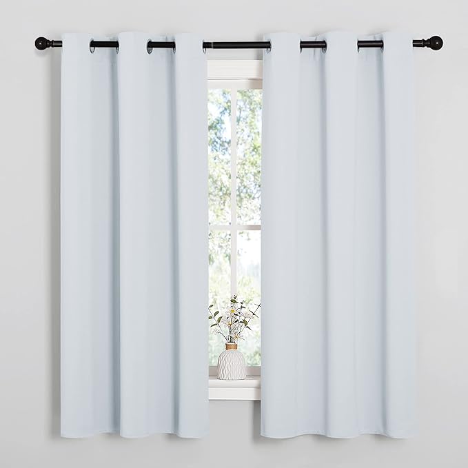 NICETOWN Window Treatment Thermal Insulated Grommet Room Darkening Curtains Drapes for Bedroom(2 Panels,42 by 63,Platinum-Greyish White)
