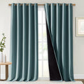 NICETOWN Aqua 100% Blackout Curtains for Windows, Super Heavy-Duty Black Lined Total Darkness Drapes for Bedroom, Privacy Assured Window Treatment for Patio (Pack of 2, 70 inches W x 108 inches L)