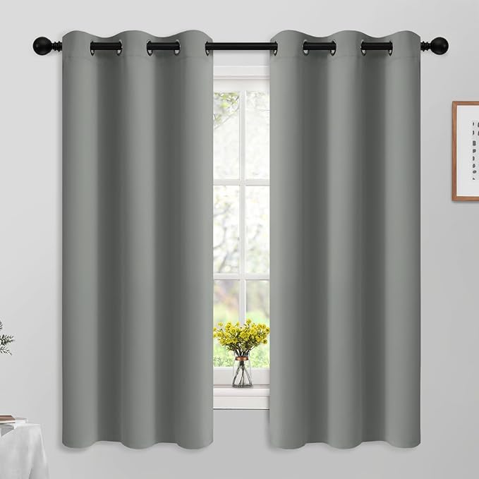 Yakamok Dove Grey Room Darking 63 Inch Length 2 Panel Sets for Livingroom Dining Room Darkening Thermal Insulated Bay Window Hotel Modern Elegant Black Out Sunblock Curtins/Bedroom,42 x 63 Inches