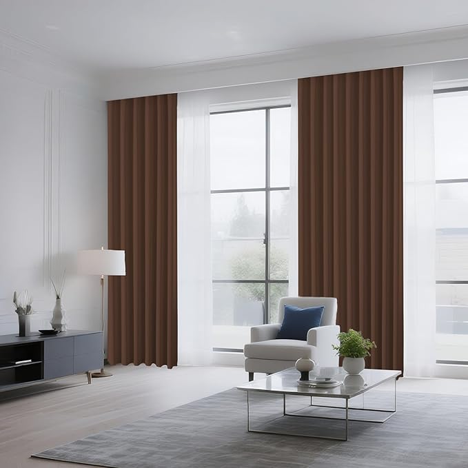 CUCRAF Custom Blackout Curtains for Bedroom Living Room, Rod Pocket Room Darkening Curtain Thermal Insulated Light Blocking Window Drapes 1 Panel (Custom Size, Brown)