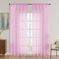 OVZME Light Pink Sheer Curtains 84 Inches Long 2 Panels Set, Light Filtering Sheer Curtains for Living Room Bedroom 59 Inch Extra Wide, Modern Voile Filmy Rod Pocket Window Drapes, 59Wx84L Inches