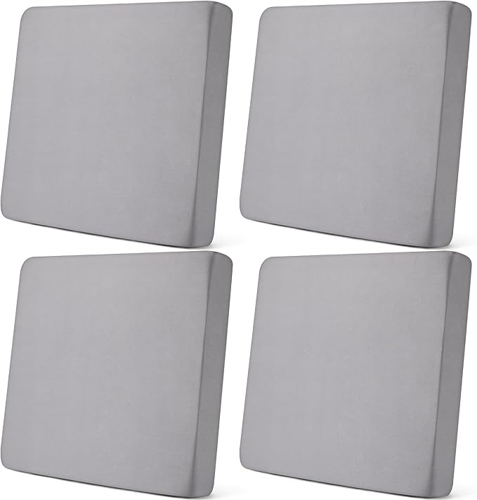 Newwiee Set of 4 Stretch Patio Cushion Covers Sofa Couch Seat Chair Slipcovers Cushion Cover Replacement Furniture Protector for Pets Washable(Light Grey,Seat Cover,Solid)