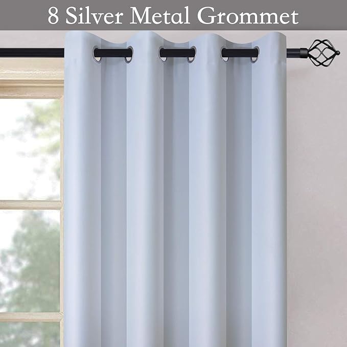 SimpleHome Ombre Room Darkening Curtains for Bedroom, Light Blocking Gradient Grey White to Grey Thermal Insulated Grommet Window Curtains Drapes for Living Room,2 Panels, 52x84 inches Length