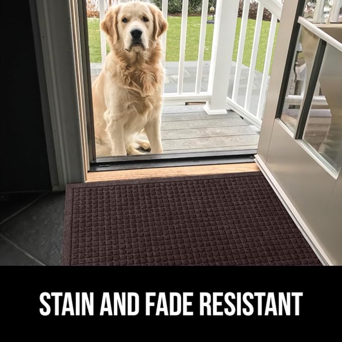 GORILLA GRIP® Ultra Absorbent Front Door Mat Outside Entrance, 47x35, Traps Dirt and Moisture, HydroABSORB Indoor Outdoor Doormat Holds Up to 6 Cups Water, Stain and Fade Resistant Welcome Mat, Coffee
