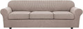 H.VERSAILTEX 4 Piece Stretch Sofa Covers for 3 Cushion Couch Covers for Living Room Furniture Slipcovers (Base Cover Plus 3 Seat Cushion Covers) Thicker Jacquard Fabric (Large Sofa, Sand)