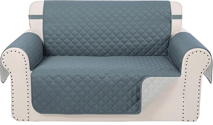 Reversible Loveseat Sofa Covers Couch Cover Furniture Protector(Loveseat,Dark Blue/Light Grey)