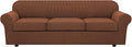H.VERSAILTEX 4 Piece Stretch Sofa Covers for 3 Cushion Couch Covers for Living Room Furniture Slipcovers (Base Cover Plus 3 Seat Cushion Covers) Upgraded Thicker Jacquard Fabric (XL Sofa, Caramel)