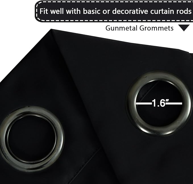 H.VERSAILTEX Blackout Patio Curtains 100 x 96 Inches for Sliding Door Extral Wide Blackout Curtain Panels Thermal Insulated Room Divider - Grommet Top, 8' Tall by 8.5' Wide - Jet Black