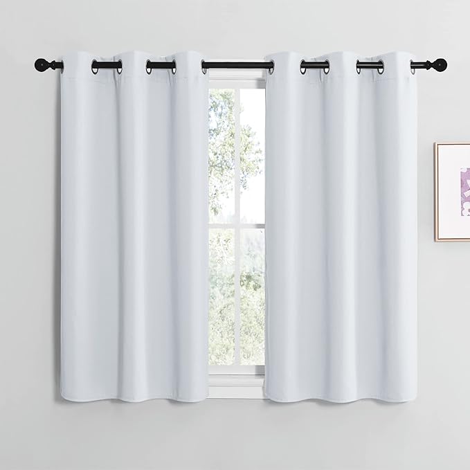 NICETOWN Room Darkening Draperies Curtains Panels, Window Treatment Thermal Insulated Grommet Room Darkening Curtains/Drapes for Bedroom (Greyish White, 2 Panels, W42" X L40")