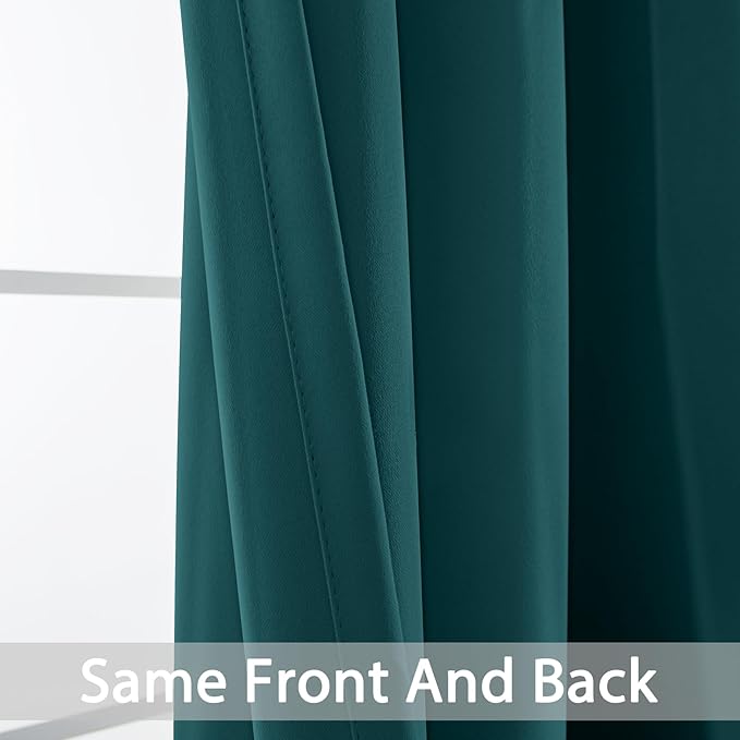 Yakamok Blackout Curtains for Bedroom 2 Panels Set 72 Inch Length Thermal Insulated Room Darkening Dark Black Out Drapery Grommet Window Treatments Drapes for Living Room, 38x72, Dark Teal
