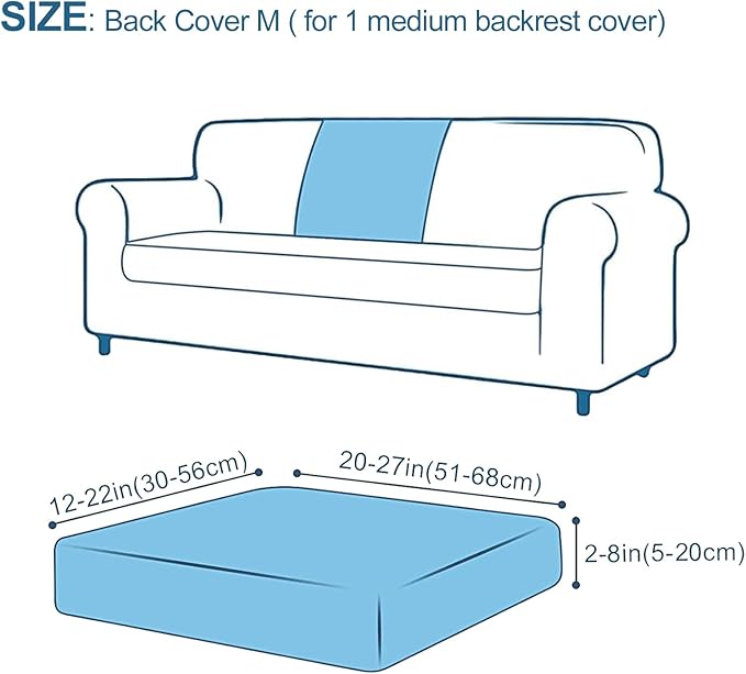 Smiry Printed Couch Cushion Covers, Stretch Soft Couch Covers for Sofa, Washable Non-Slip Sofa Slipcover Furniture Protector for Indoor and Outdoor (Backrest M, Beige)
