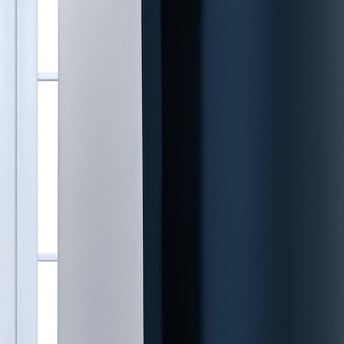 Yakamok Room Darkening Ombre Curtains 90 Inch Length, Navy Blue and Greyish White Thermal Insulated Gradient Color Curtains,Light Blocking Grommet Window Drapes for Bedroom,52 Inch Width,2 Panels