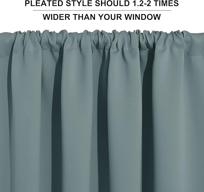 RYB HOME Cafe Blackout Curtains 24 inch Length, RV Curtains for Camper Windows, Mini Short Small Insulating Light UV Blocking Privacy Half Window Tiers, Width 29 by Length 24, Dusty Blue, 2 Panels
