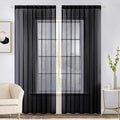 MIULEE 2 Panels Solid Color Sheer Window Curtains Elegant Halloween Window Voile Panels/Drapes/Treatment for Bedroom Living Room (54X96 Inches Black)