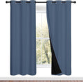 NICETOWN Full Shade Curtain Panels 72 inches Long, Pair of Energy Smart & Noise Blocking Out Blackout Drapes for Guest Room Window, Thermal Insulated Lined Window Dressing (Stone Blue, 42x72)