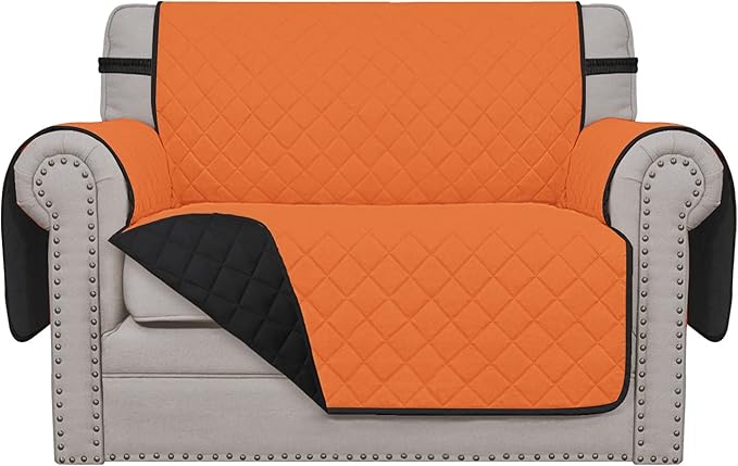 Easy-Going Oversized Chair Sofa Slipcover Reversible Sofa Cover Water Resistant Couch Cover Furniture Protector Cover with Elastic Straps for Pets Dog (Oversized Chair, Orange/Black)