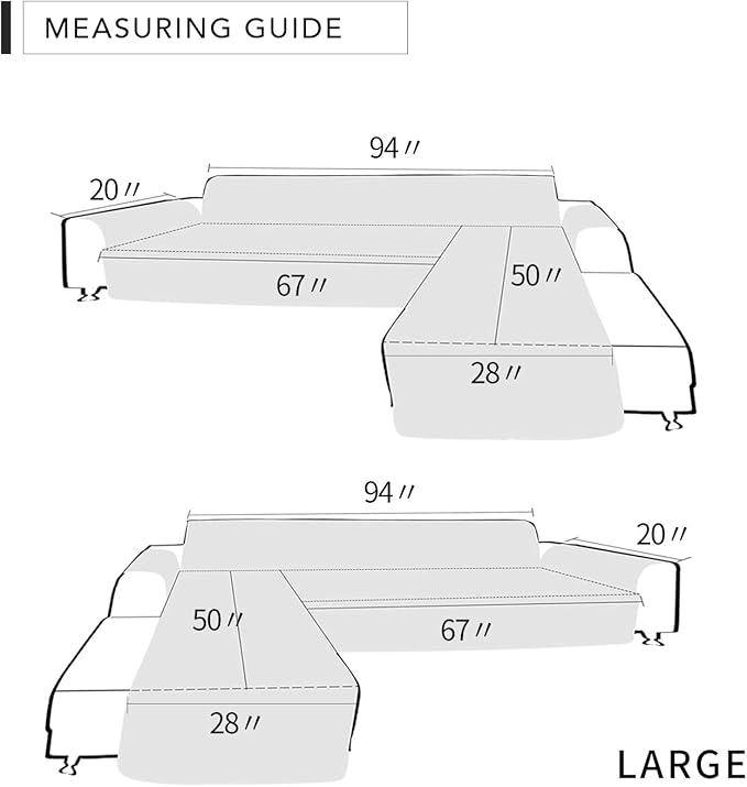 Easy-Going Sofa Slipcover L Shape Sofa Cover Sectional Couch Cover Chaise Lounge Slip Cover Reversible Sofa Cover Furniture Protector Cover for Pets Kids Children Dog (Large,Camel/Camel)