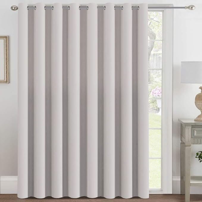 H.VERSAILTEX Blackout Patio Curtains 100 x 84 Inches for Sliding Door Extral Wide Blackout Curtain Panels Thermal Insulated Room Divider - Grommet Top, 7' Tall by 8.5' Wide - Stone