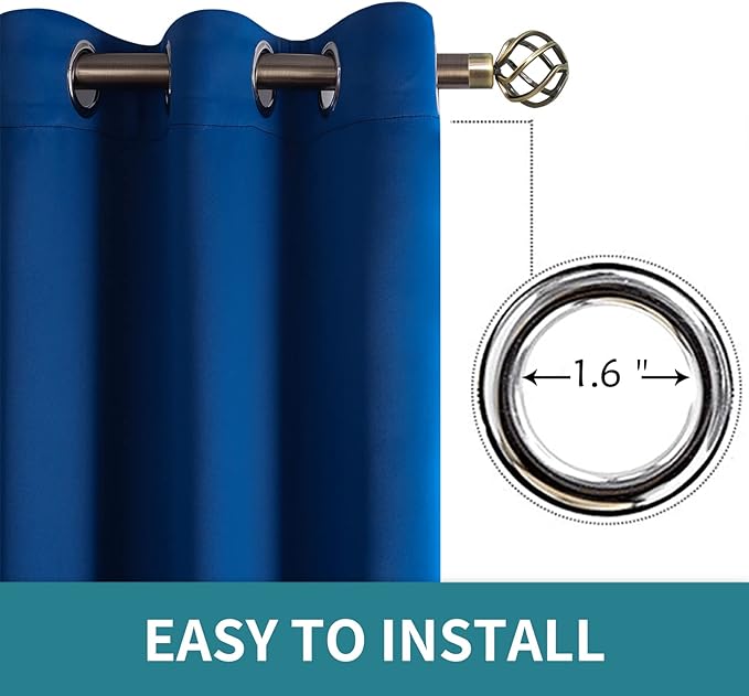 BGment Blackout Curtains for Bedroom - Grommet Thermal Insulated Room Darkening Curtains for Living Room, 52 x 108 Inch, 2 Panels, Royal Blue