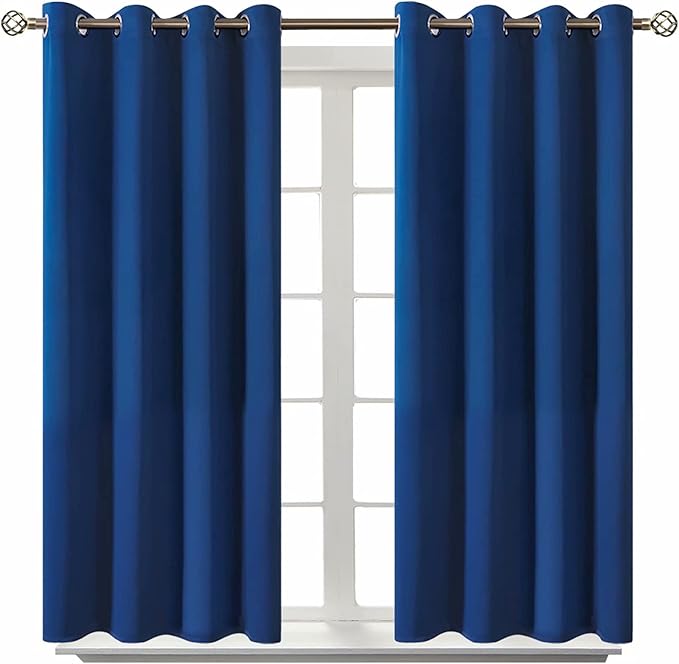 BGment Blackout Curtains for Bedroom - Grommet Thermal Insulated Room Darkening Curtains for Living Room, 52 x 45 Inch, 2 Panels, Royal Blue