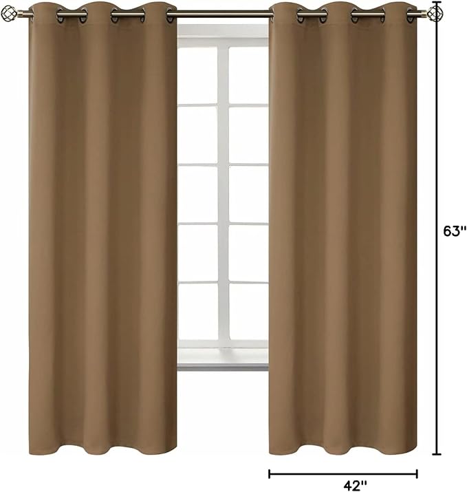 BGment Blackout Curtains for Living Room - Grommet Thermal Insulated Room Darkening Curtains for Bedroom, 2 Panels of 42 x 63 Inch, Taupe