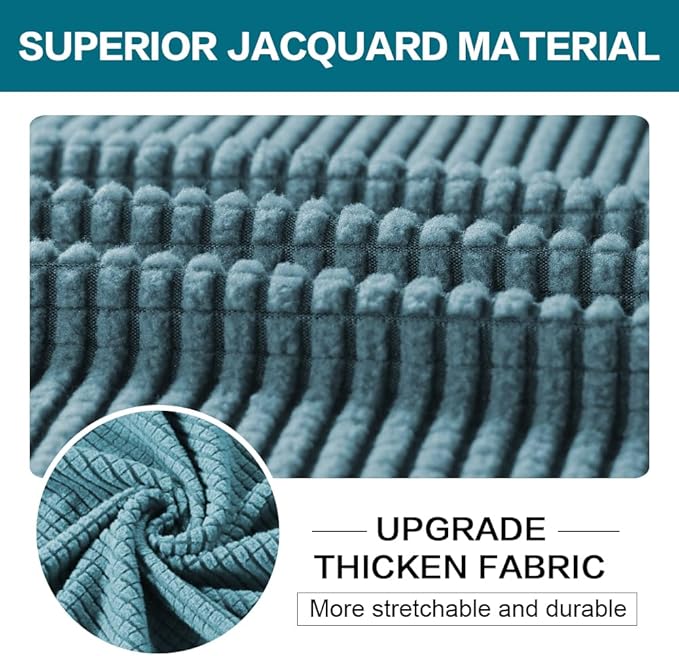 Turquoize 3 Piece Sofa Covers for 2 Cushion Couch Sofa Slipcover Soft Couch Cover for Dogs-Washable Sofa Furniture Covers with 2 Individual Cushion Covers, Thick Jacquard Fabric (Loveseat, Storm Blue)