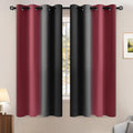 Yakamok Blackout Ombre Burgundy and Black Curtains for Bedroom, Gradient Room Darkening Curtains, Grommet Thermal Insulated Light Blocking Window Drapes/Curtain for Living Room,52 x 63 Inch,2 Panels
