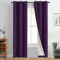 Yakamok 100% Blackout Curtain Panels 84 inches Cold and Light Blocking Drapes for Nursery, 2 Thick Layers Thermal Insulated Draperies (2 Pieces, 40 Wide Each Panel, Purple/White Backing)