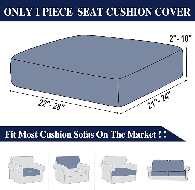 Couch Cushion Cover Seat Cushion Cover Stretch Armchair Cover Separate Sectional Sofa Slipcovers Furniture Protector(1 Piece for Seat or Sofa Backrest, Navy)