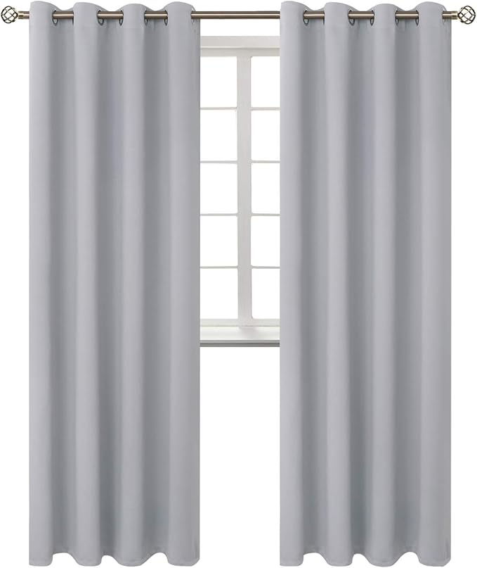 BGment Room Darkening Curtains 120 Inches Long - Grommet Thermal Insulated Drapes Window Treatment Curtains for Bedroom, 2 Panels, 52 x 120 Inch, Light Grey