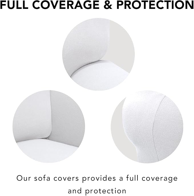 PureFit Super Stretch 4 Seater Sofa Slipcover – Spandex Non Slip Soft Couch Sofa Cover, Washable Furniture Protector with Non Skid Foam and Elastic Bottom for Kids, Pets （XX Large, White）