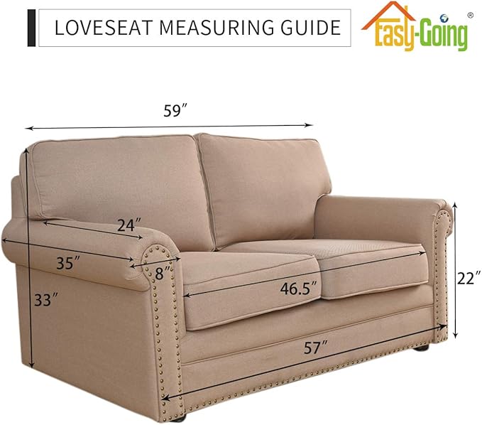 Easy-Going Stretch Loveseat Slipcover 1-Piece Sofa Cover Furniture Protector Couch Soft with Elastic Bottom for Kids Polyester Spandex Jacquard Fabric Small Checks (Loveseat, Taupe)