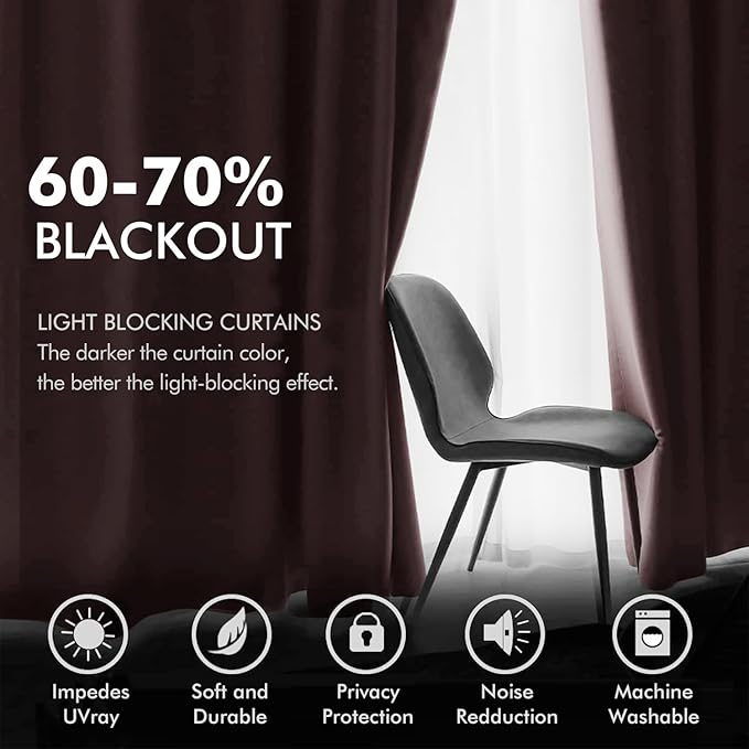 MIULEE Blush Pink Velvet Curtains Thermal Insulated Soundproof Room Darkening Blackout Curtains/Grommet Window Drapes for Home Theatre/Girls Room/Wedding Decor 52 x 84 Inches Set of 2