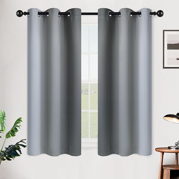 SimpleHome Ombre Room Darkening Curtains 54 inches Length for Bedroom,Grommet Gradient Light Blocking Grey Gradient Window Curtains for Living Room,2 Panels, 42x54 inches