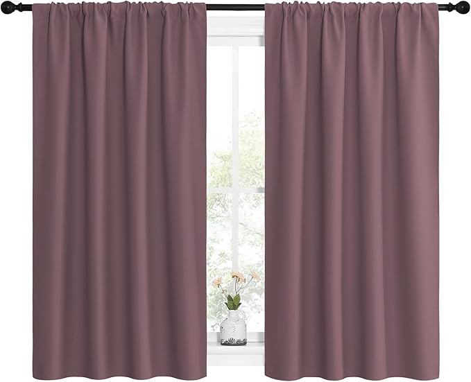 NICETOWN Kitchen Curtains, Short Blackout Curtains & Drapes, Home Decoration Privacy Thermal Insulated Curtains for Unicorn Theam Room (Dry Rose, 42" Wide, 54" Long, 2 PCs)
