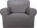 PureFit Super Stretch Chair Sofa Slipcover – Spandex Non Slip Soft Couch Sofa Cover, Washable Furniture Protector with Non Skid Foam and Elastic Bottom for Kids, Pets （Chair, Light Gray）