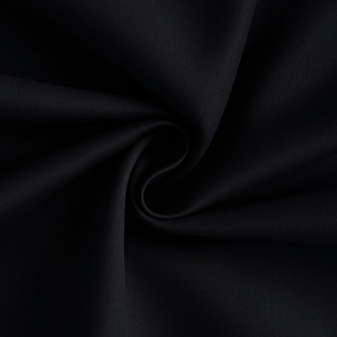 Yakamok 100% Blackout Curtain Panels 84 inches Cold and Light Blocking Drapes for Nursery, 2 Thick Layers Thermal Insulated Draperies (2 Pieces, 40 Wide Each Panel, Black Front with White Backing)