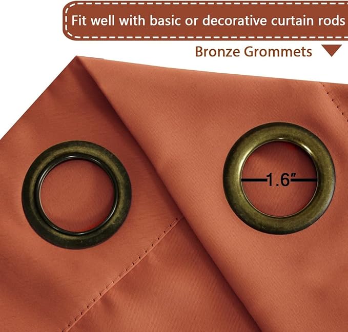 H.VERSAILTEX Blackout Patio Curtains 100 x 96 Inches for Sliding Door Extral Wide Blackout Curtain Panels Thermal Insulated Room Divider - Grommet Top, 8' Tall by 8.5' Wide - Orange