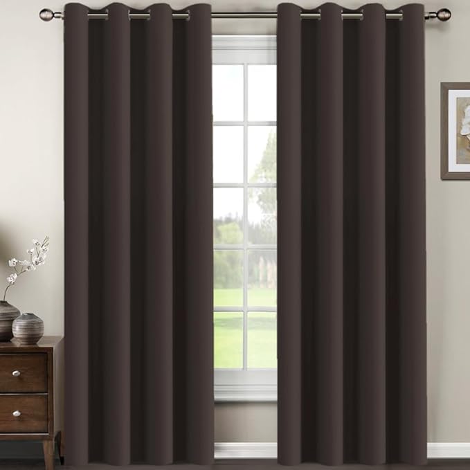 H.VERSAILTEX Brown Blackout Curtains for Living Room 102 Inches Length, Blackout Curtains for Bedroom Curtains & Drapes Thermal Insulated Drapes - Chocolate Brown, 1 Panel, 52" W x 102" L